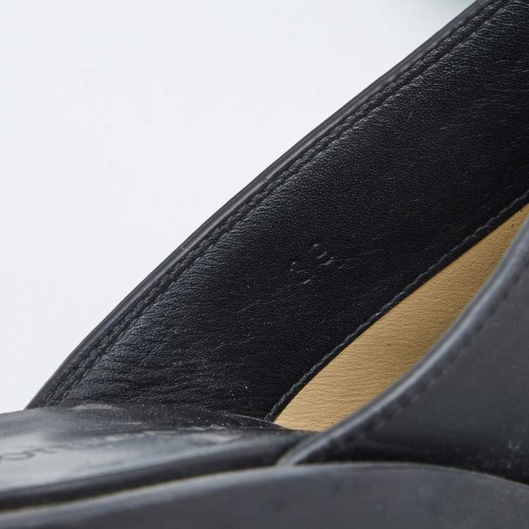 Pre Owned Bottega Veneta Black Leather Flash Mules Size 39