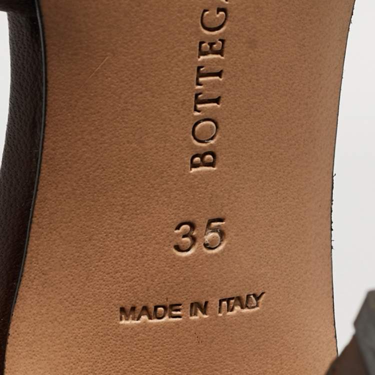 مملوكة مسبقًا Bottega Veneta Brown Quilted Leather Slide Sandals Size 35