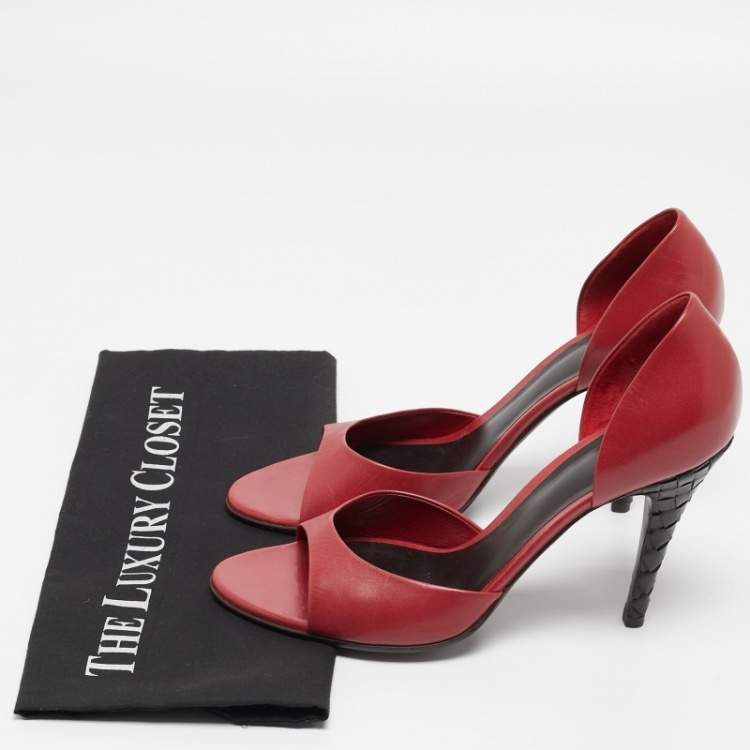 Pre Owned Bottega Veneta Red Leather Sandals Size 40.5