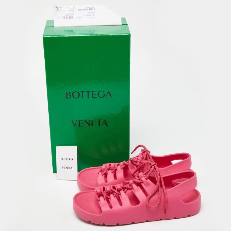 Pre Owned Bottega Veneta Pink Rubber Jelly Sandals Size 38