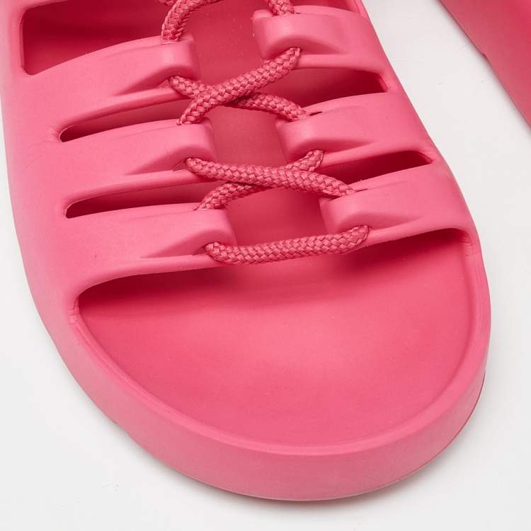 Pre Owned Bottega Veneta Pink Rubber Jelly Sandals Size 38