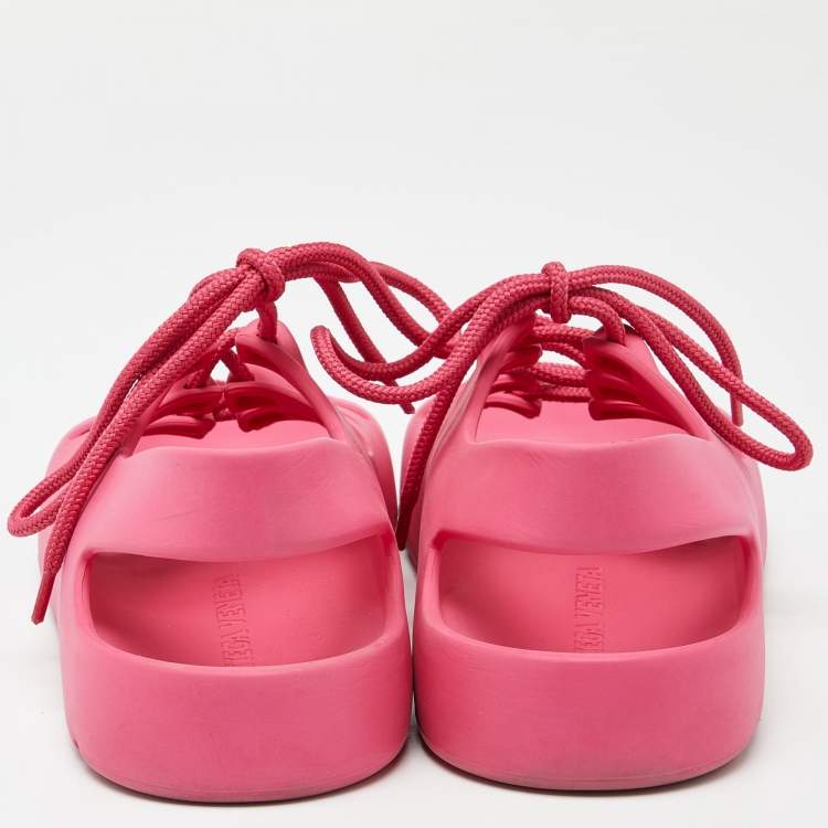 Pre Owned Bottega Veneta Pink Rubber Jelly Sandals Size 38