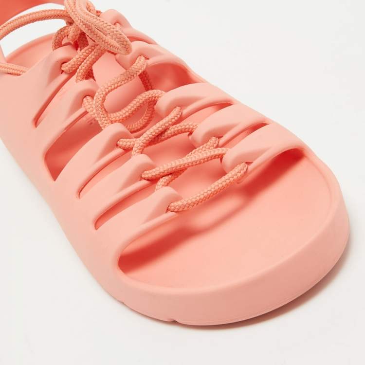 Pre Owned Bottega Veneta Pink Rubber Slingback Flats Size 39