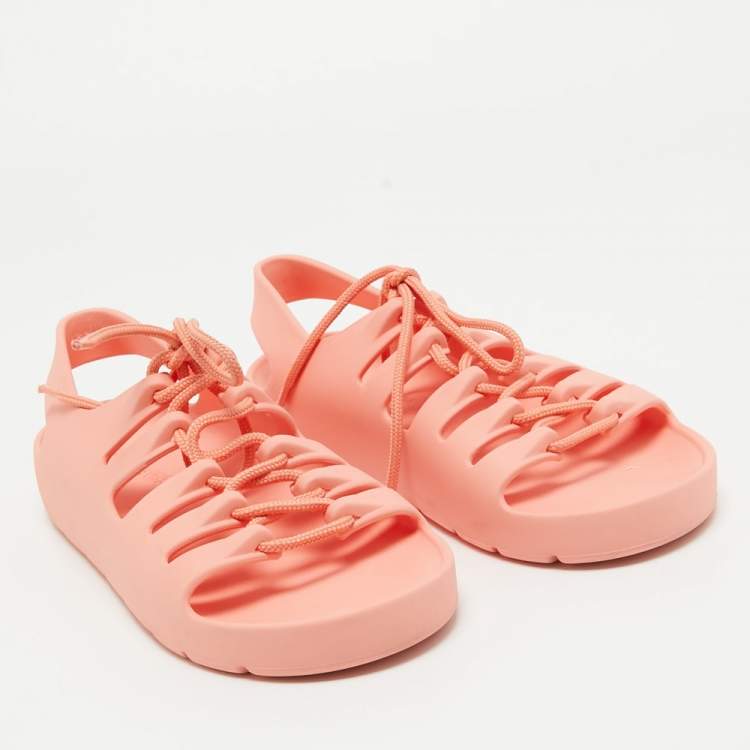 Pre Owned Bottega Veneta Pink Rubber Slingback Flats Size 39