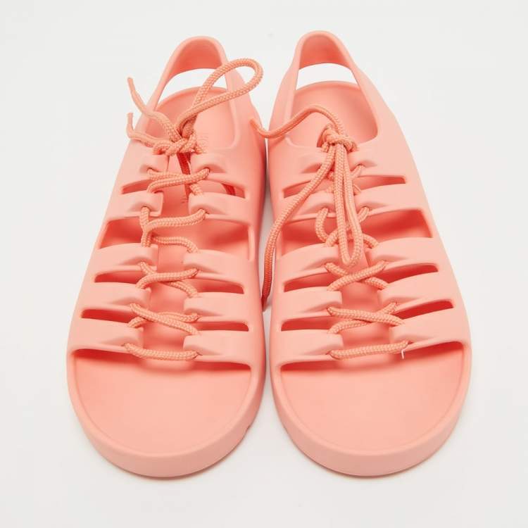 Pre Owned Bottega Veneta Pink Rubber Slingback Flats Size 39