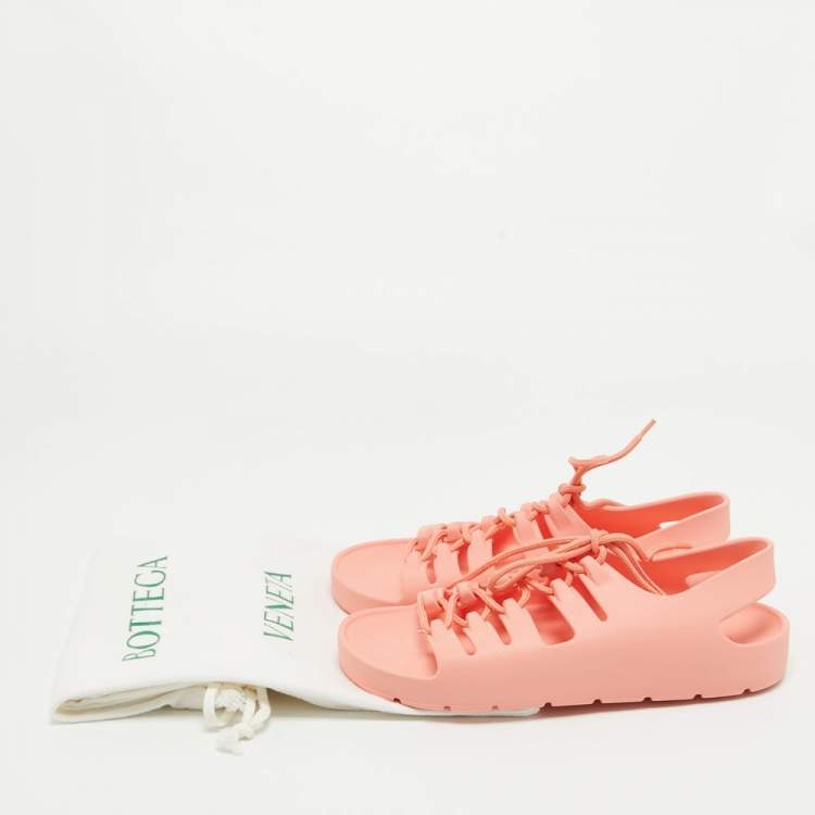 Pre Owned Bottega Veneta Pink Rubber Slingback Flats Size 39