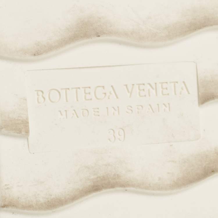 Pre Owned Bottega Veneta White Woven Mesh and Leather Espadrille Wedge Ankle Wrap Sandals Size 39