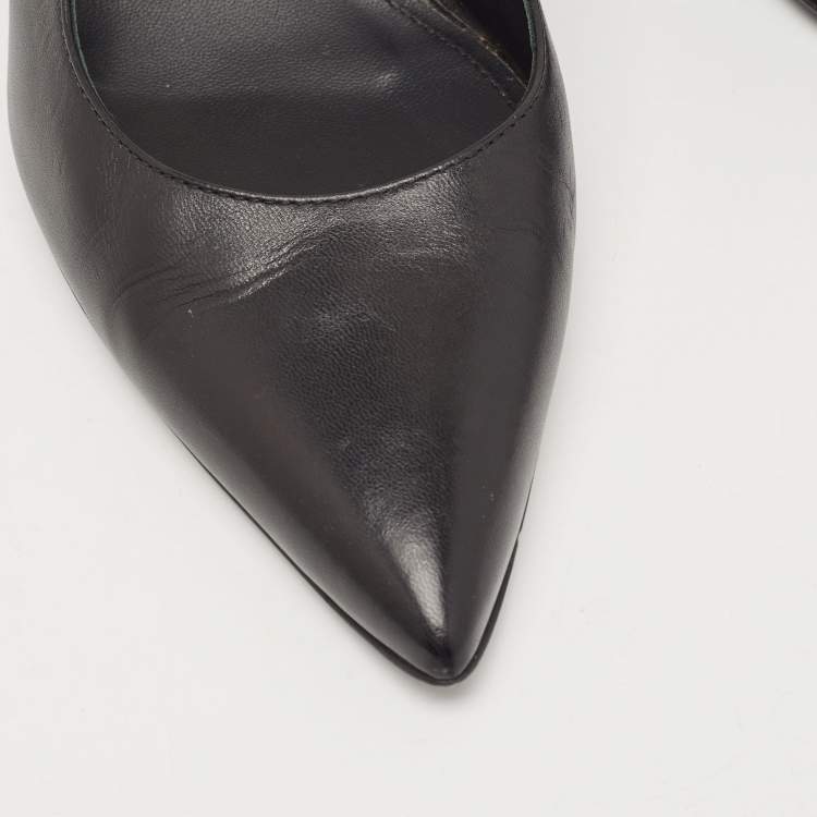 Pre Owned Bottega Veneta Black Leather Slingback Pumps Size 38