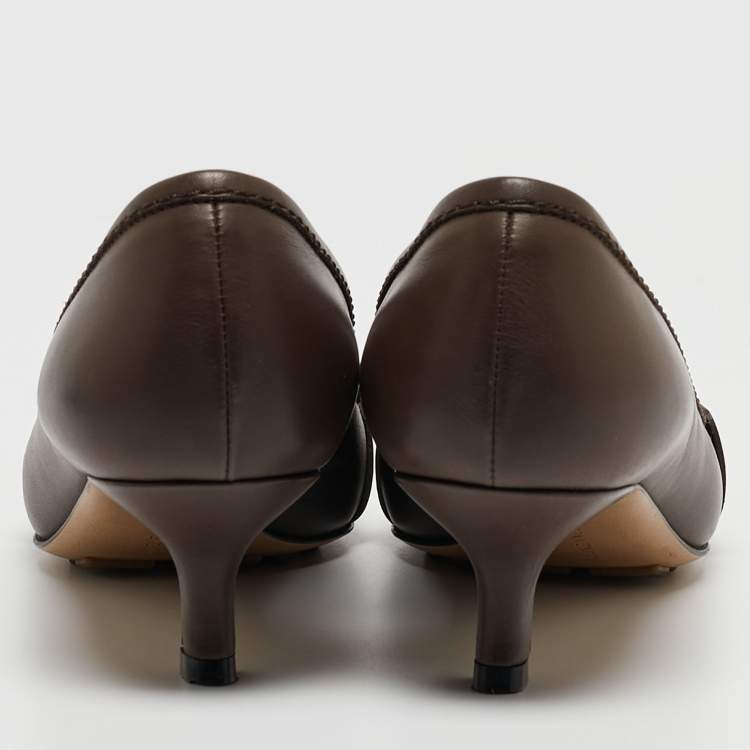 Pre Owned Bottega Veneta Brown Leather Madame Pumps Size 38