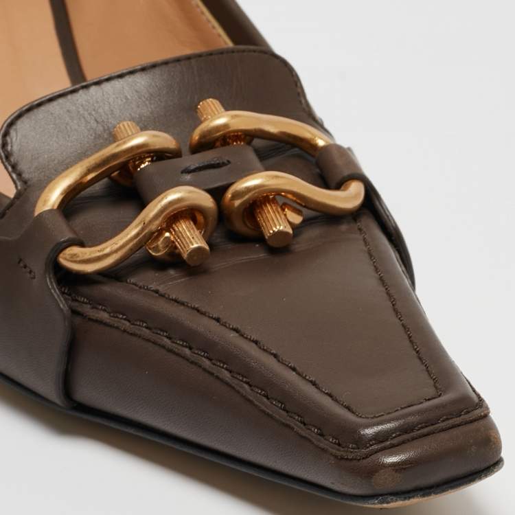 Pre Owned Bottega Veneta Brown Leather Madame Pumps Size 38