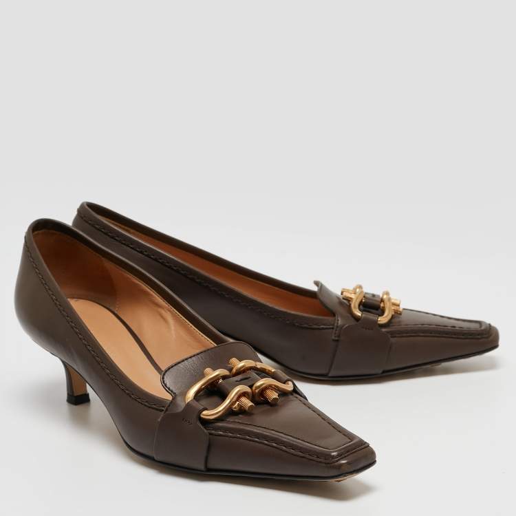 Pre Owned Bottega Veneta Brown Leather Madame Pumps Size 38