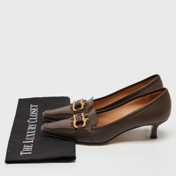 Pre Owned Bottega Veneta Brown Leather Madame Pumps Size 38
