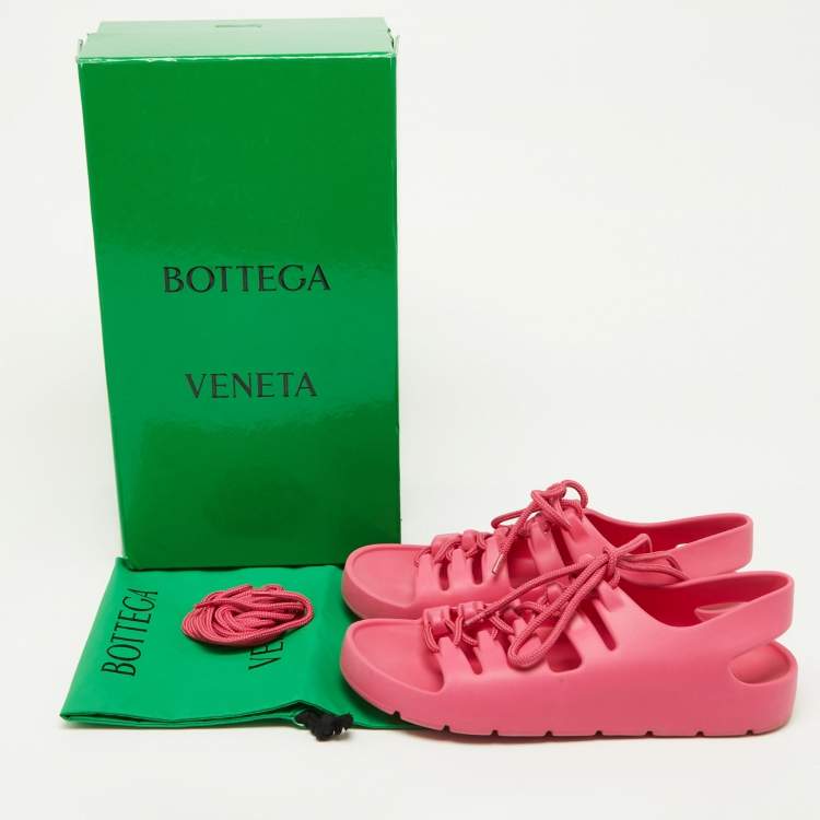 Pre Owned Bottega Veneta Pink Rubber Jelly Sandals Size 37