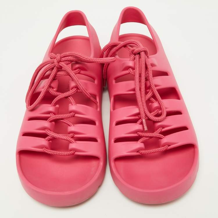 Pre Owned Bottega Veneta Pink Rubber Jelly Sandals Size 37