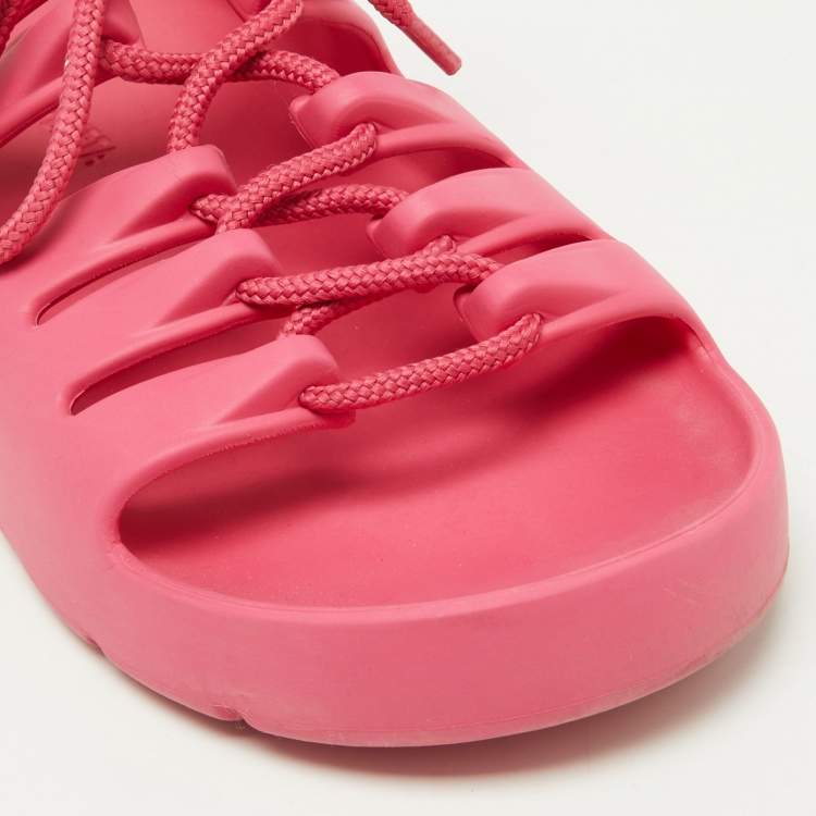 Pre Owned Bottega Veneta Pink Rubber Jelly Sandals Size 37