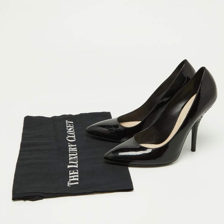 Pre Owned Bottega Veneta Black Patent Leather Pointed Toe Pumps Size 39
