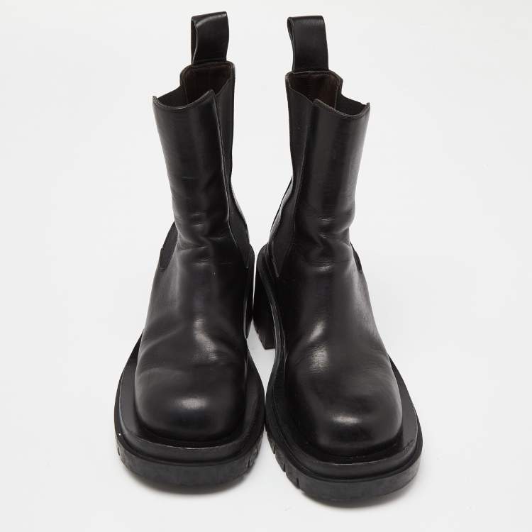 Pre Owned Bottega Veneta Black Leather Platform Chelsea Boots Size 
