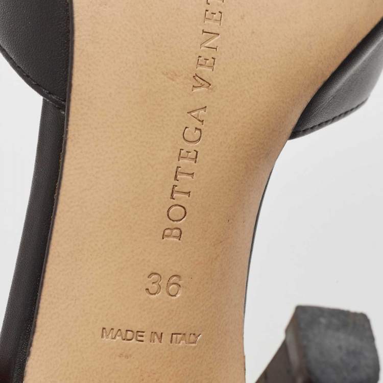 Pre Owned Bottega Veneta Black Leather Open Toe Mules Size 36