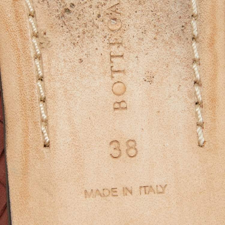 Pre Owned Bottega Veneta Brown Intrecciato Leather Ballet Flats Size 38