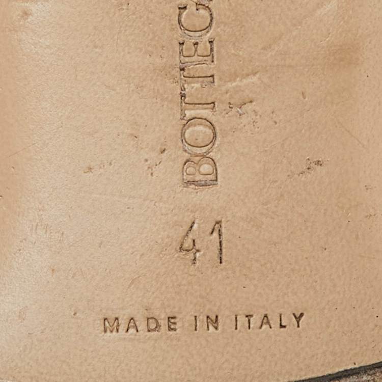 Pre Owned Bottega Veneta Orange Intrecciato Leather Lido Flat Slides Size 41