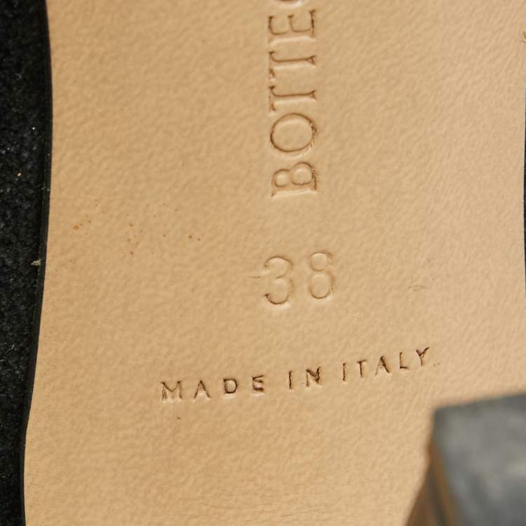 Pre Owned Bottega Veneta Black Leather and Fur Stretch Ankle Strap Sandals Size 38