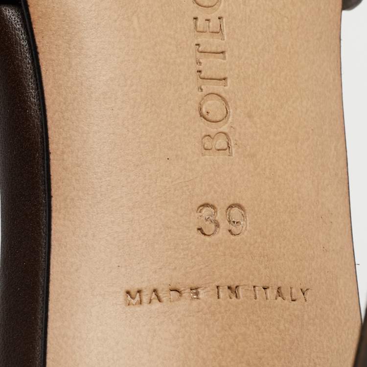 Pre Owned Bottega Veneta Brown Leather Lido Slides Size 39 
