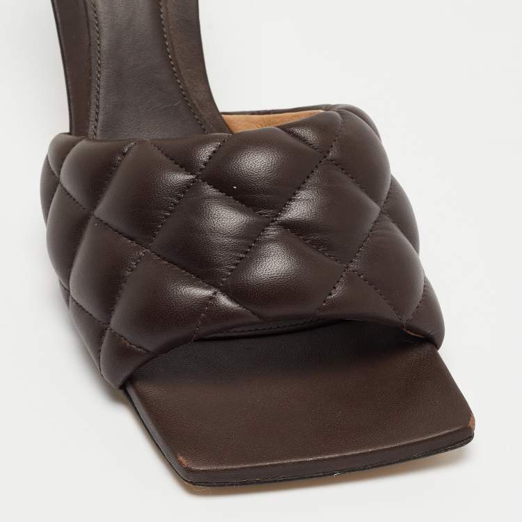 Pre Owned Bottega Veneta Brown Leather Lido Slides Size 39 