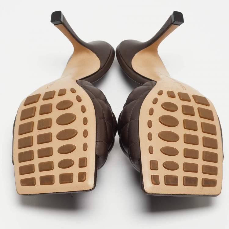 Pre Owned Bottega Veneta Brown Leather Lido Slides Size 39 
