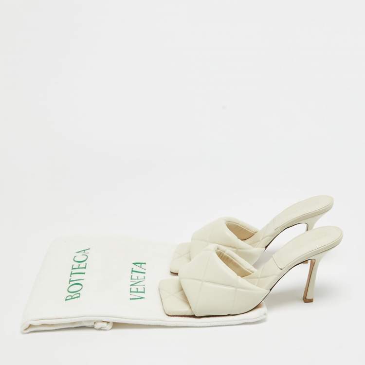 Pre Owned Bottega Veneta Cream Leather Lido Open Toe Slide Sandals Size 39