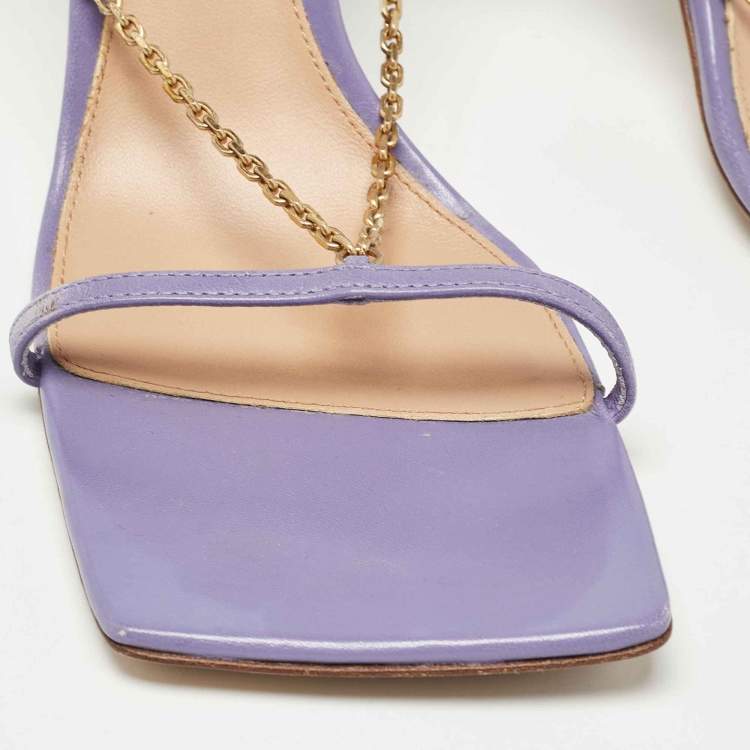 Pre Owned Bottega Veneta Purple Leather Chain Stretch Sandals Size 37