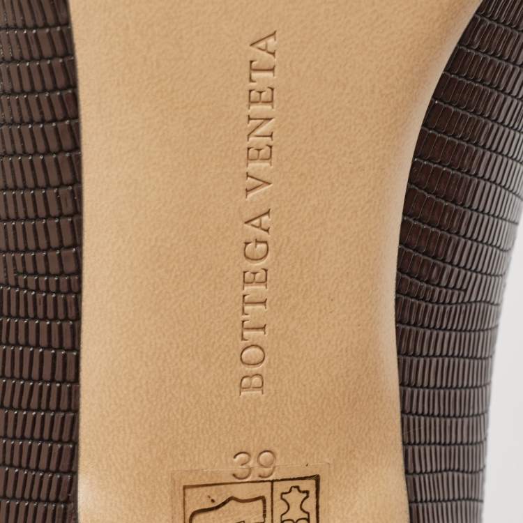 Pre Owned Bottega Veneta Brown Lizard Embossed Leather Madame Pumps Size 39