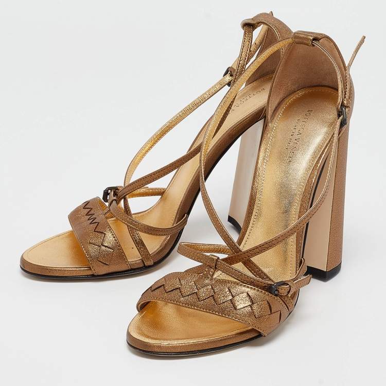 Bottega Veneta Metallic Bronze Intrecciato Leather Block