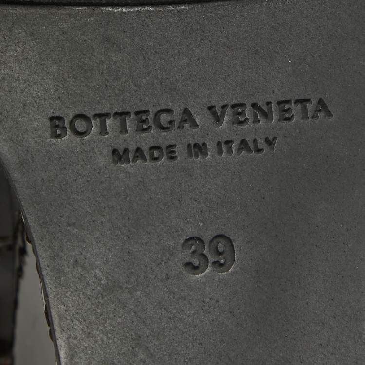 Pre Owned Bottega Veneta Dark Brown Patent Leather Slingback Ankle Strap Wedge Pumps Size 39