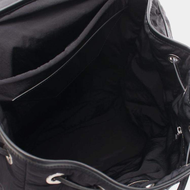 Pre Owned Bottega Veneta Intrecciato Trimmed Black Nylon Crossroad Backpack