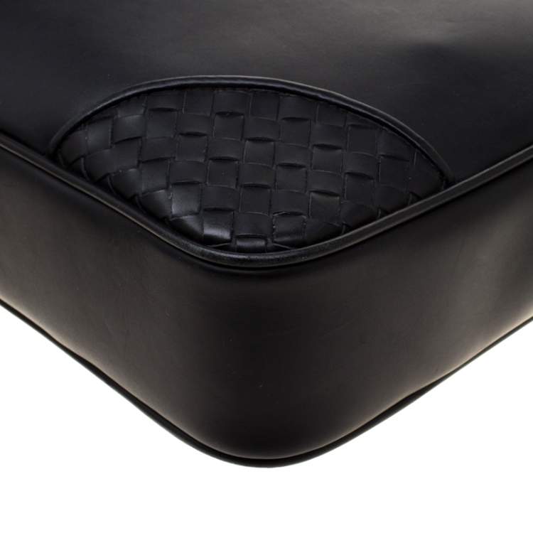 Pre Owned Bottega Veneta Black Intrecciato Leather Briefcase 