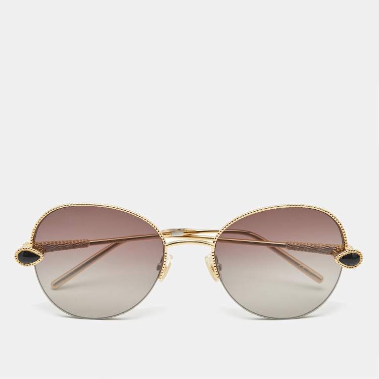 Pre Owned Boucheron Purple/Gold Tone Gradient BC0079S Aviator Sunglasses