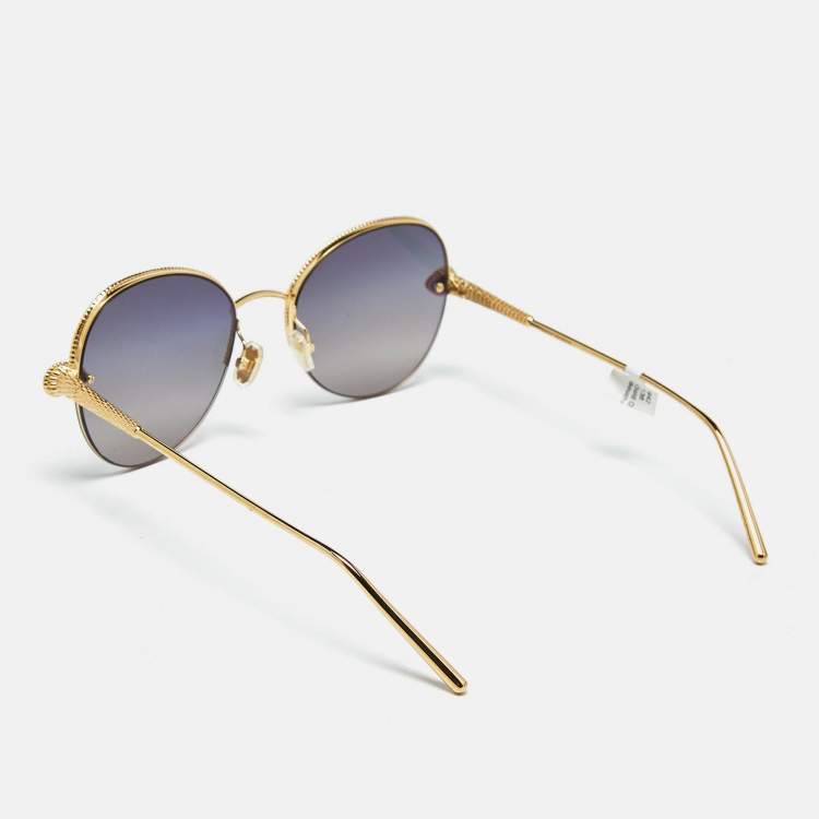 Pre Owned Boucheron Blue/Gold Tone Gradient BC0079S Aviator Sunglasses
