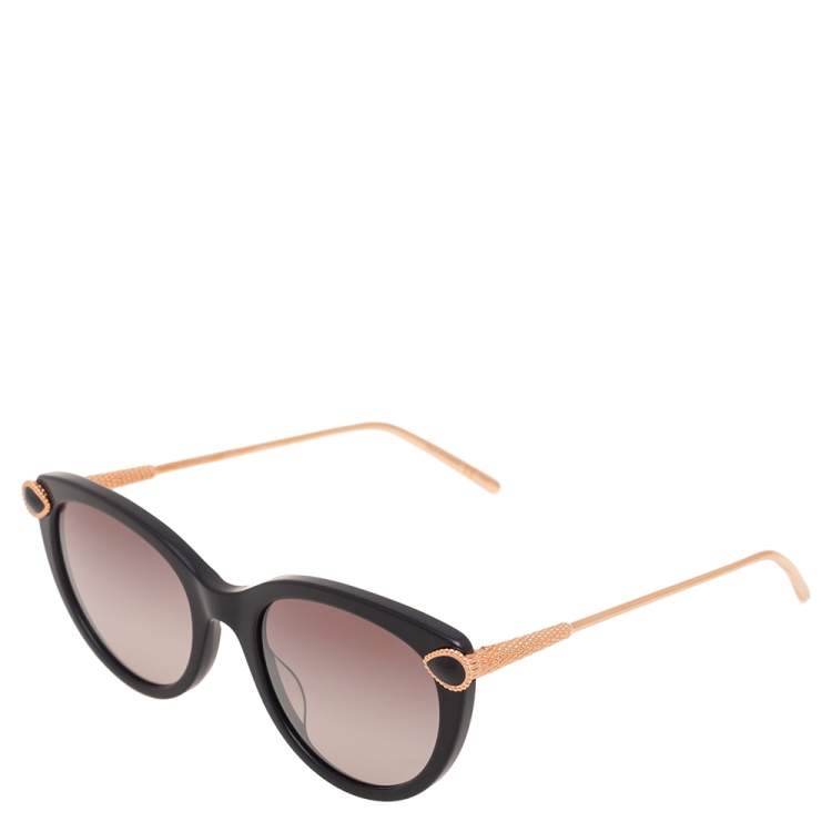 Pre Owned Boucheron Bronze Tone/ Black BC0082S Gradient Cat Eye Sunglasses 