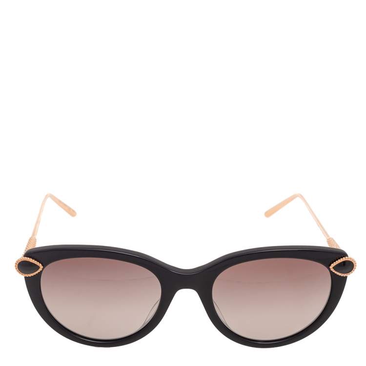 Pre Owned Boucheron Bronze Tone/ Black BC0082S Gradient Cat Eye Sunglasses 