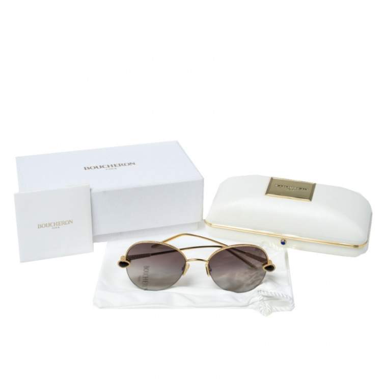 Pre Owned Boucheron Gold Tone/ Bicolor Gradient BC0079S Round Sunglasses