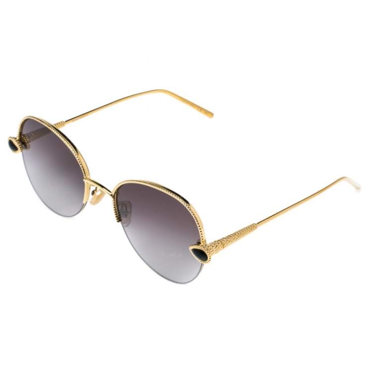Pre Owned Boucheron Gold Tone/ Bicolor Gradient BC0079S Round Sunglasses