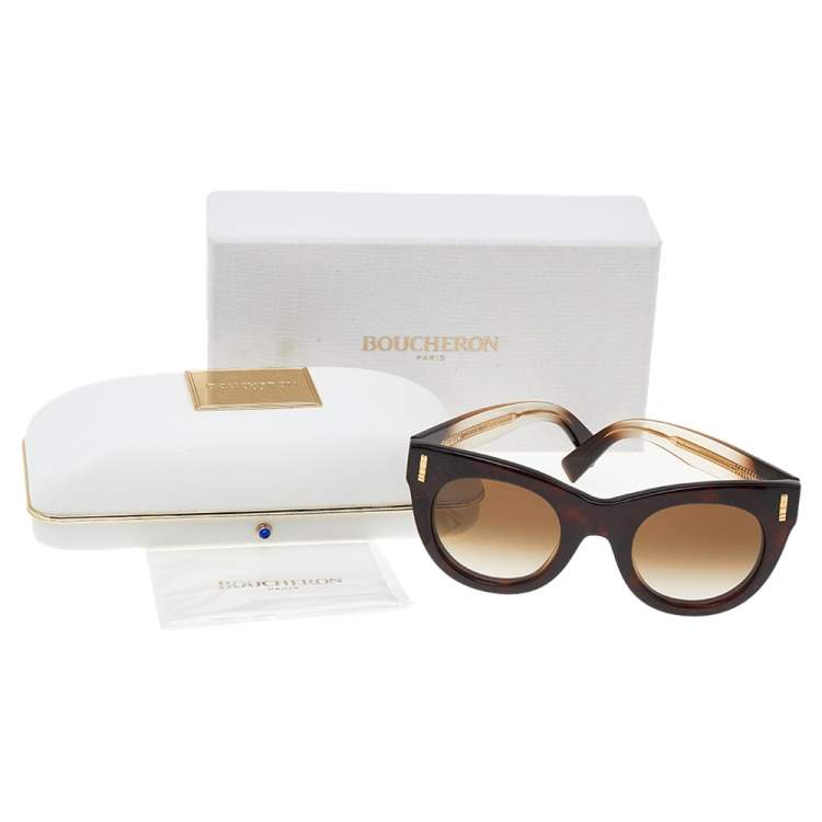 Pre Owned Boucheron Brown Shimmer/Brown Gradient BC0007S Oval Sunglasses