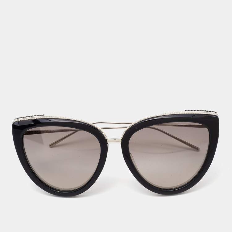 Pre Owned Boucheron Black/Grey Grdient BC0077S Oversized Cateye Sunglasses