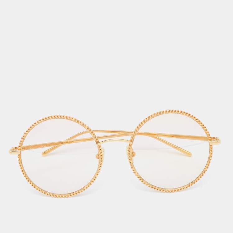 Pre Owned Boucheron Gold/Pink BC0045S Mirrored Round Sunglasses 