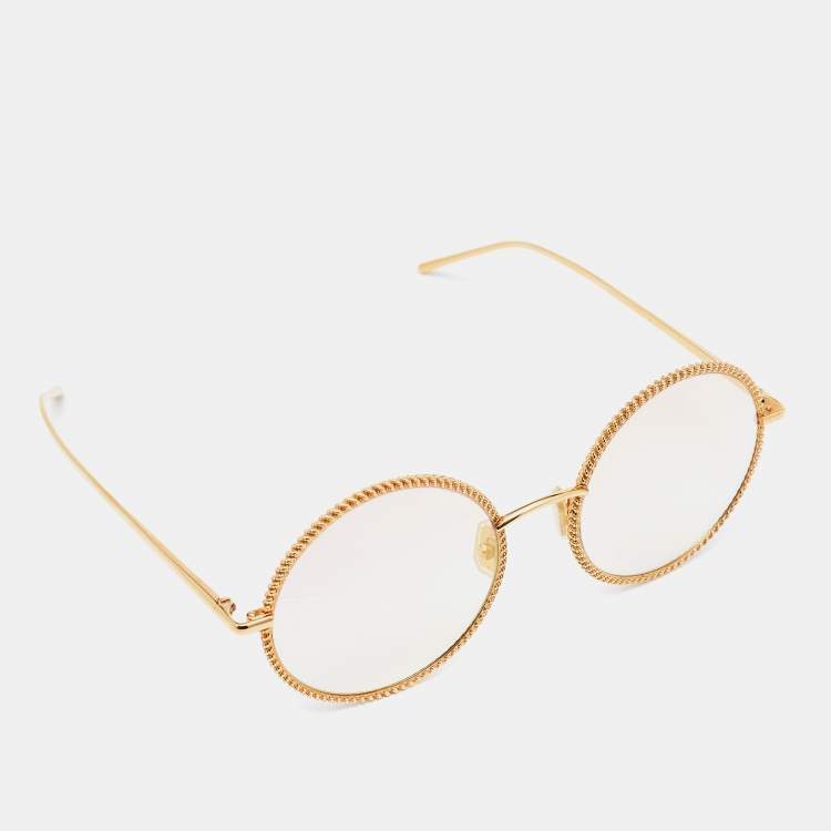 Pre Owned Boucheron Gold/Pink BC0045S Mirrored Round Sunglasses 
