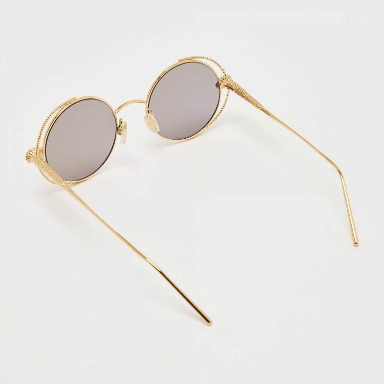 Pre Owned Boucheron Gold Tone/Grey BC0031S Serpent Boheme Round Sunglasses