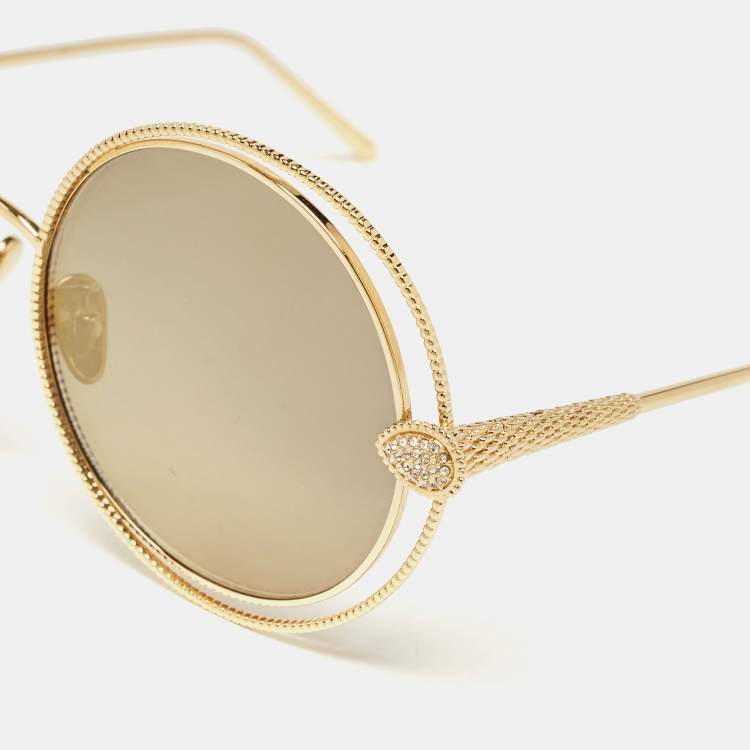 Pre Owned Boucheron Grey BC 0029S Round Sunglasses
