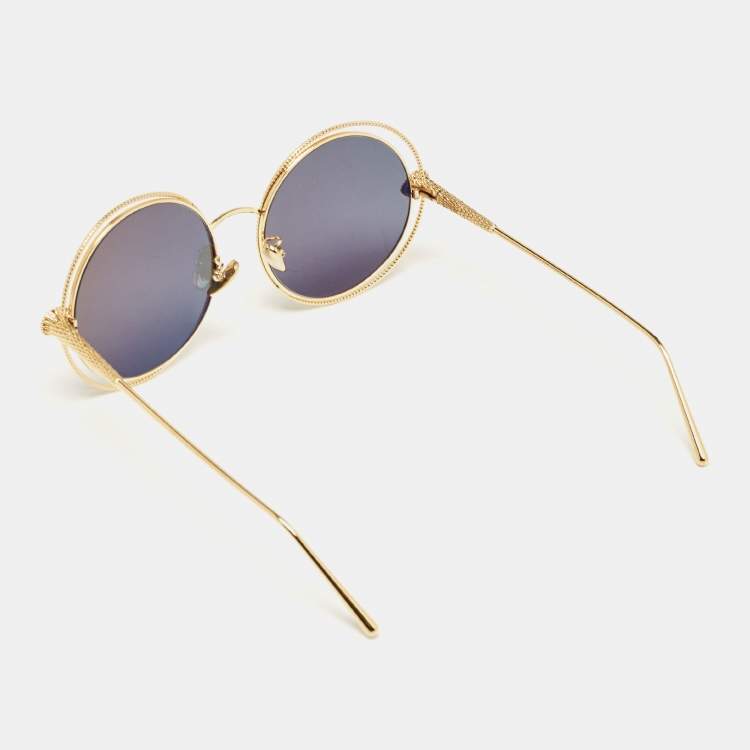 Pre Owned Boucheron Grey BC 0029S Round Sunglasses