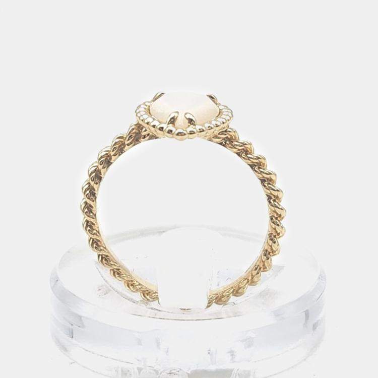 Pre Owned Boucheron 18K Yellow Gold and Mother of pearl Serpent Boheme Ring 54