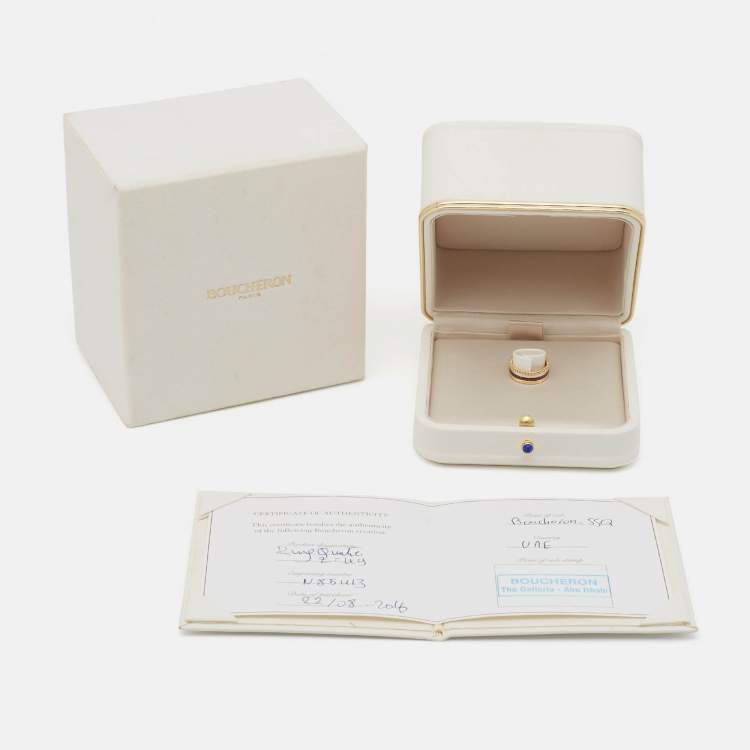 Pre Owned Boucheron Quatre Classique Brown PVD 18k Three Tone Gold Ring Size 49